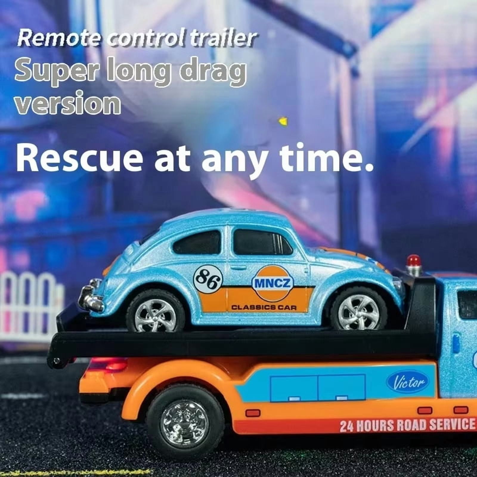 Mini RC Truck,1:64 Scale Car,Remote Control Car with Lights, 2.4Ghz Rc Truck with Trailer,Speed/Steering Adjustable