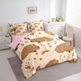 thumbnail image 2 of Erosebridal Brown Capybara Kid Twin Bedding Sets, Cartoon Flower Rainbow Bedding Comforter Set, Pink Reversible, 7pcs, 2 of 7