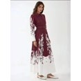 thumbnail image 3 of Printed Long Sleeve Maxi Dress with Belt, 3 of 5