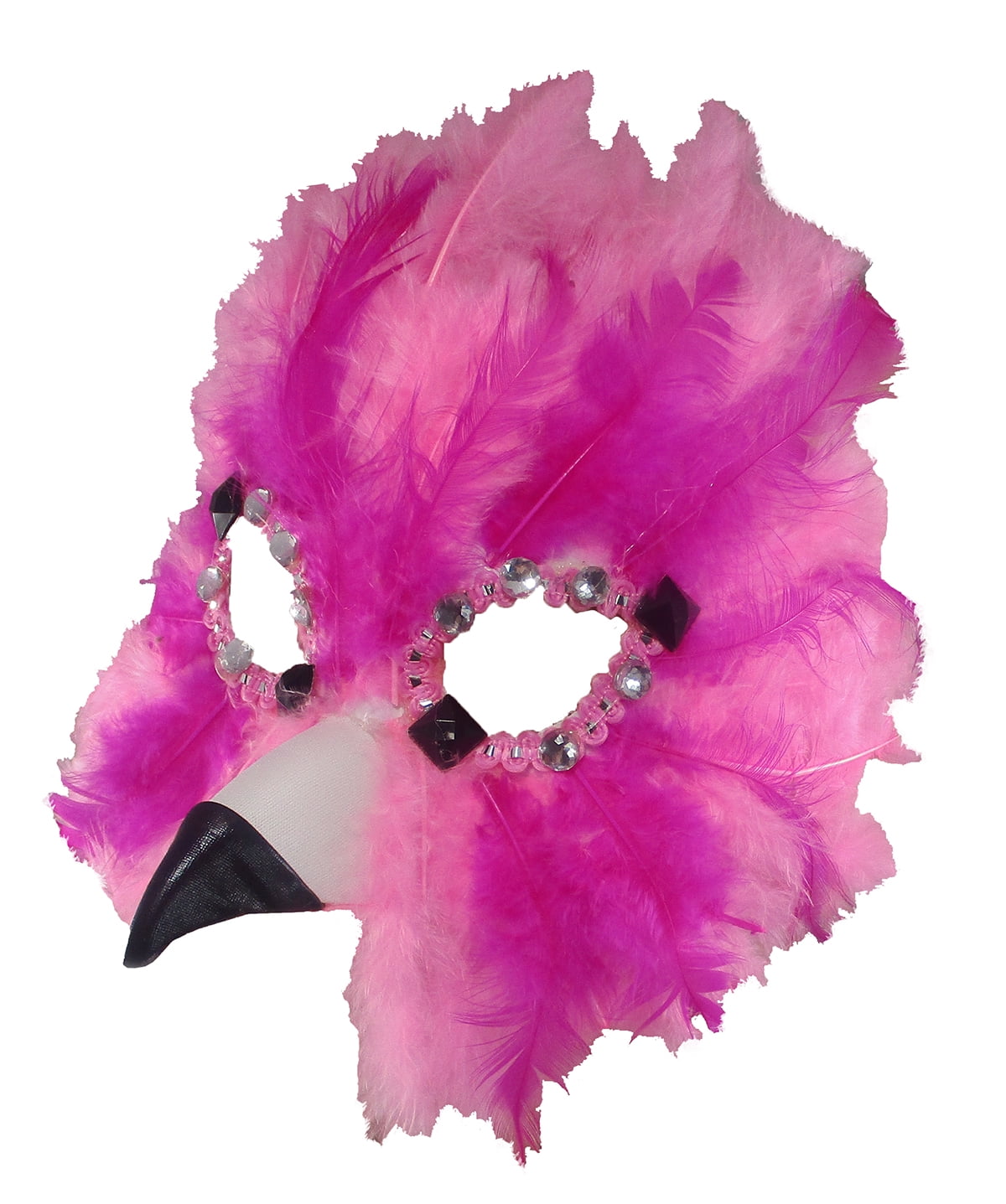 Masquerade Feathered Mask Gras Costume Half Mask, One Size, Pink - Walmart.com