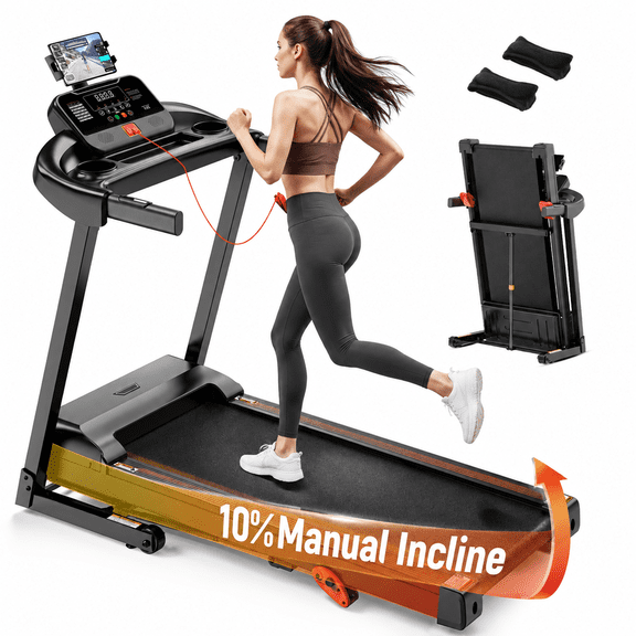 3.7 HP Folding Treadmill for Home, Electric Running Machine,Treadmill with 10% Incline, Treadmill 300 LB Heavy Duty Capacity, Advanced Shock Absorption System, 71 Workout Programs & LED Display