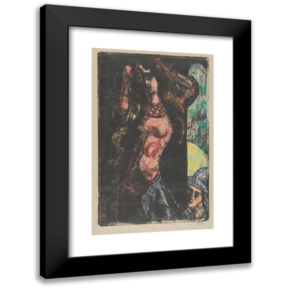 Emile Bernard 11x14 Black Modern Framed Museum Art Print Titled - Countess Brushes Her Hair (Esmeree) or Dancing Music ( Esmeree) (1892)