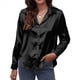 thumbnail image 3 of Blusas de Satén con Cuello en V y Larga para Mujer, Blusas de Seda de Verano, Moda 2025 Negro XL, 3 of 9