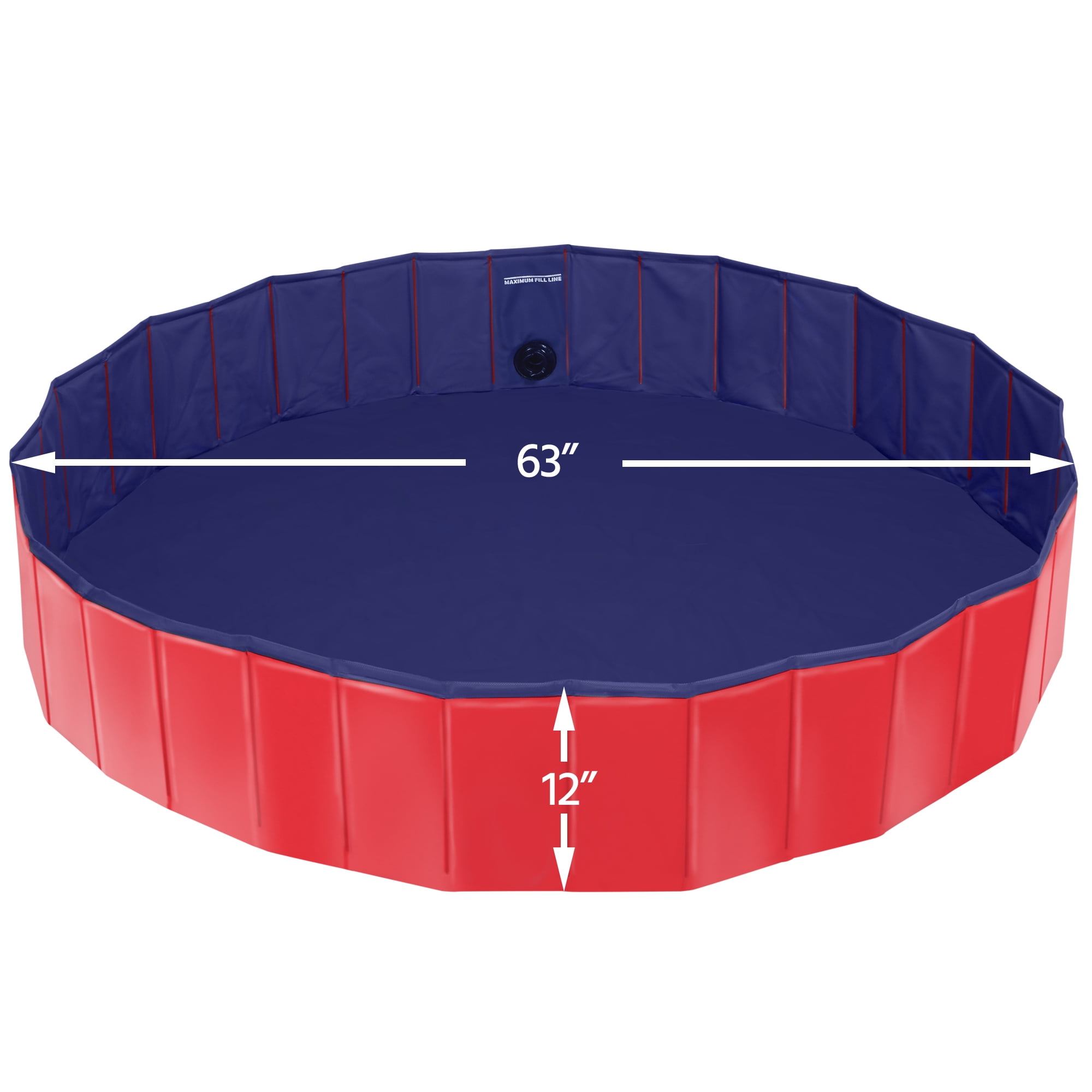 Foldable Pet Swimming Pool Wash Tub for Cats and Dogs, Red, XX-Large, 63"