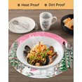 thumbnail image 3 of 15 Inch Round Placemats Set of 6, Pink Christmas Non Slip Heat Insulation PP Table Mats, Snowman Xmas Tree Elk Snowflake Washable Place Mats for Kitchen Dining Party Table Decor, 3 of 7