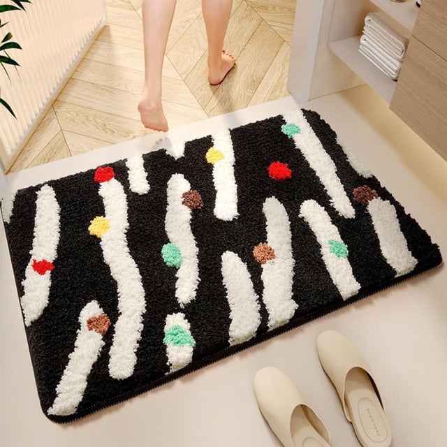 35.43x23.62 Inch Cute Motifs Non Slip Area Rug for Living Room Bedroom and Bathroom, Imitation Sheep Velvet Carpet, Machine Washable and Dirt Absorbent