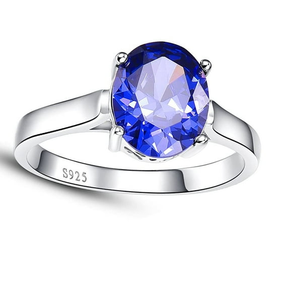 NUNCAD 4.3ct Oval Cut Created Blue Tanzanite 925 Sterling Silver Ring Wedding Engagement Ring for Women