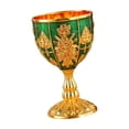 thumbnail image 3 of Copa de licor o vino con forma de cáliz vintage repujado para bar, fiestas y hogar. Verde, 3 of 9