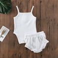 thumbnail image 4 of Douhoow 2PCS Summer Baby Girls Clothes Set Solid Knitted Suspender Jumpsuit + Shorts, 4 of 7