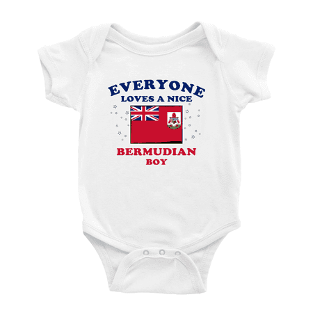 

Everyone Loves a Nice Bermudian Boy Cute Baby Bodysuits Newborn Clothes (White 3-6 Months)