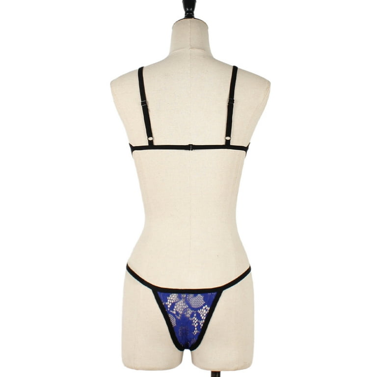Julycc Womens Mesh Sheer Bra G-String Set Sexy Lingerie Nightwear Underwear  Sleepwear 