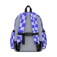 thumbnail image 3 of Blue Wavy Checkered Pattern Backpack for School, Cute School Bag with Adjustable Shoulder Straps and Padded Back, 13.4"x11"x4.7", 3 of 5