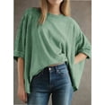 thumbnail image 5 of Women's T-shirt Round neck short-sleeved casual tops Elegant solid colour T-shirt tops, 5 of 6