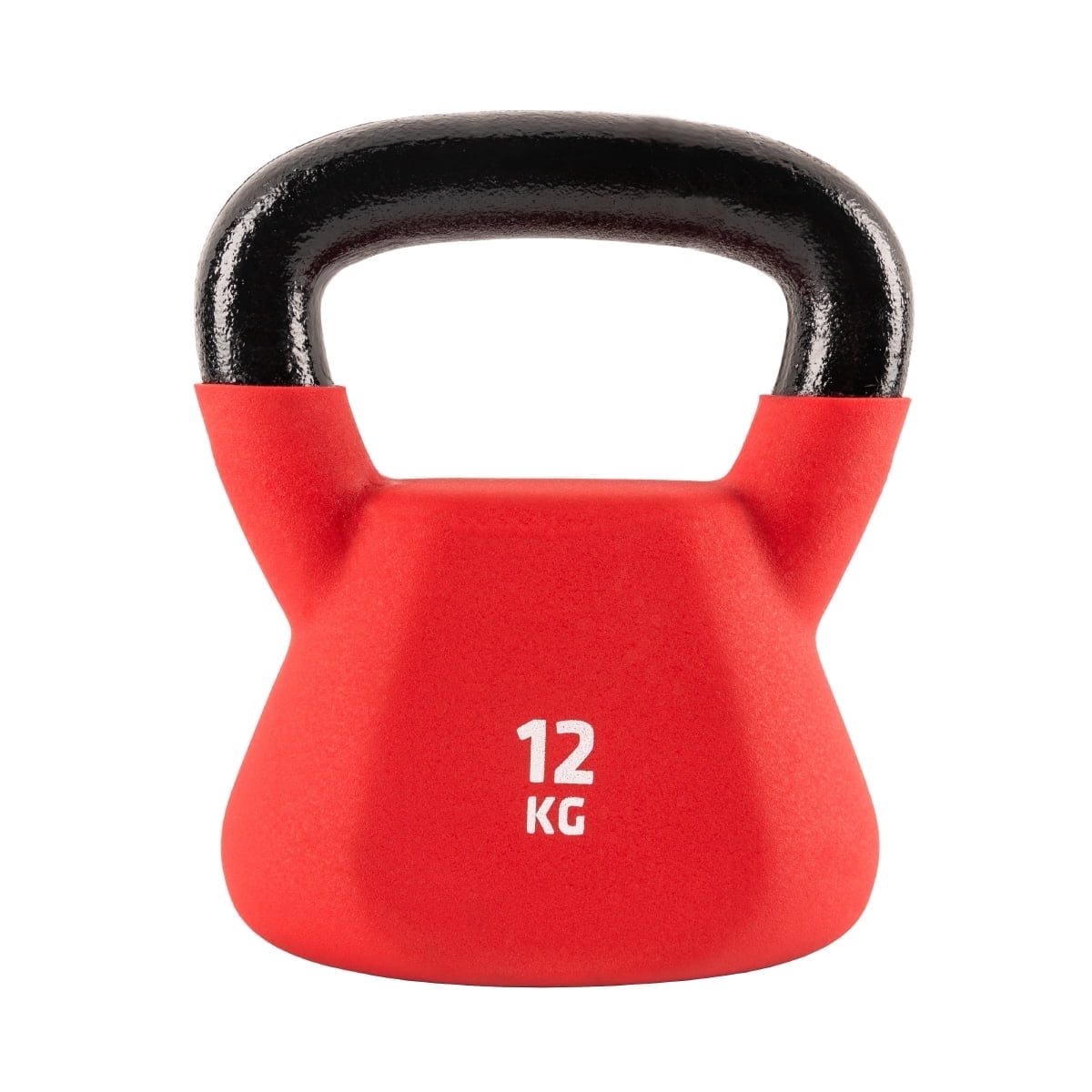 UFC Fitness Kettlebell - 12kg, Red - Rubber Coated Iron with Flat Bottom - Weight Exercises, Gym, Full Body Home Workout Equipment, Grip and Strength Training