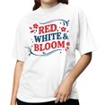 thumbnail image 2 of Smartprints Red White & Bloom Floral Women's T-Shirt White, Cotton, S, 2 of 4