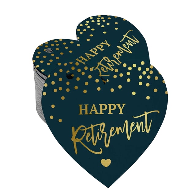 Inkdotpot Pack Of 50 Real Gold Foil Paper Tags Happy Retirement Favor Hang Tags