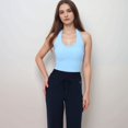 thumbnail image 2 of Women's Halter Active Tank Top with Scoop Neckline Seamless Stretch Fit and Built-In Light Support Shelf - Light Blue, Small, 2 of 6