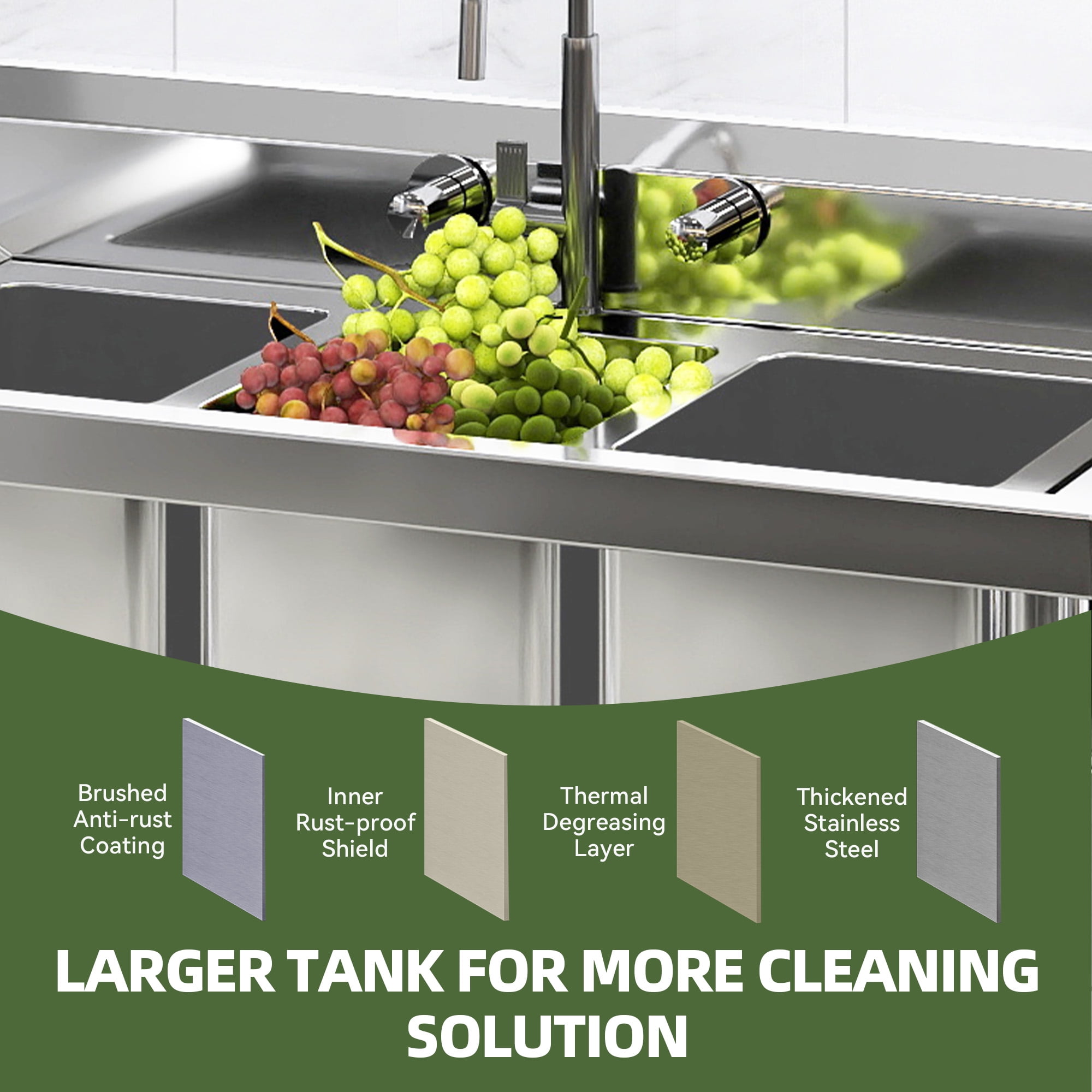 Uforic Stainless Steel Utility Sink, 3 Compartment Commercial Sink for Restaurant, Laundry, Garage, Workshop