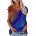 thumbnail image 2 of Fiudx Ropa de Mujer Top Informal de Manga Corta para Mujer, con Cuello Redondo, Sexy, Degradado, Estampado de Independencia, Regular, 2 of 6