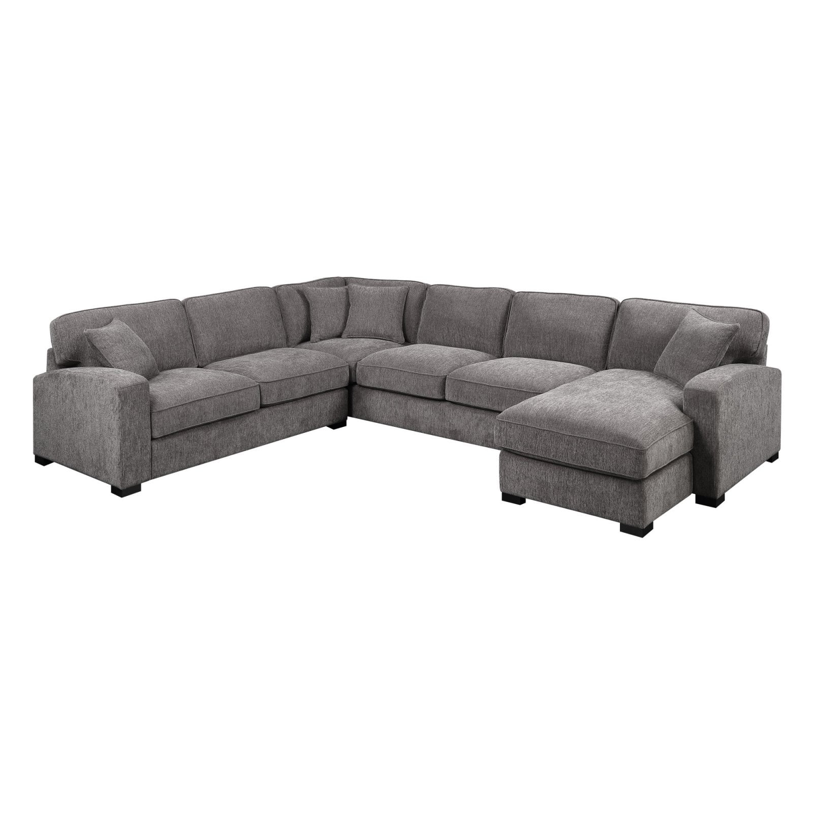 HN Home Concord Transitional 3 Piece Sectional Sofa Dark Gray