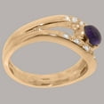 thumbnail image 3 of LBG British Made Real 9k Rose Gold Natural Amethyst & Diamond Womens Band Ring - 33 size options - Size 6.25, 3 of 7