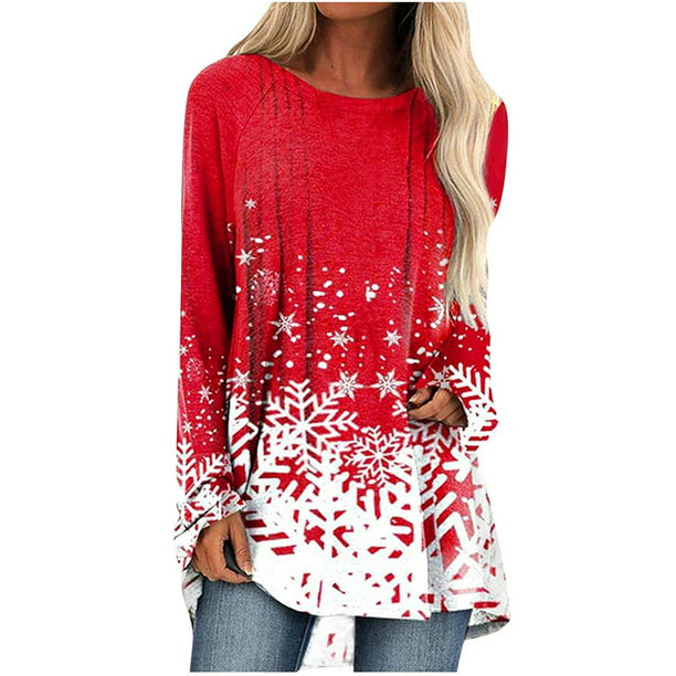 Cute Christmas Shirts for Women Long Sleeve Tunic Tops to Wear with ...