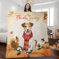 thumbnail image 2 of Happy Thanksgiving Jack Russell Terrier with Turkey Pumpkins Autumn Vibes Quilt Blanket Parson Jack Dog Lover Cozy Comforter Throw Blanket - 12018, 2 of 5