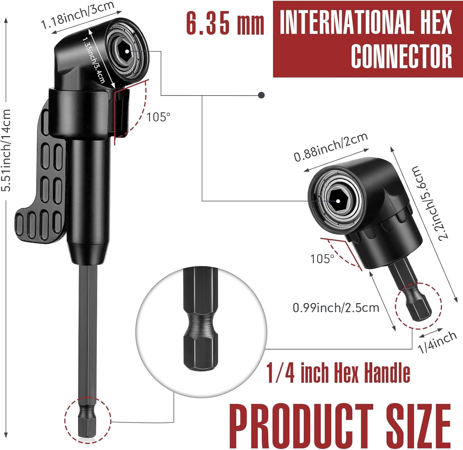 23Pcs Flexible Drill Bit Extension Set 2pc 105° Right Angle Drill Bit Attachment,3pc 1/4, 3/8, 1/2" Hex Adapter Socket,6pc Drill Bit Holder, 10 Short Screwdriver Bits