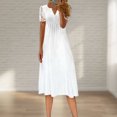 thumbnail image 4 of Lady Midi Dress Lace Spliced ​​V-Neck Mujer Vestidos sueltos Temperamento Casual FLhrweasw Nuevo, 4 of 9