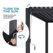 Mirador 111S 10x10 Outdoor Pergola,Full Aluminum Frame w/Adjustable Louvered Roof, Charcoal