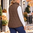 thumbnail image 3 of Cmfcve Womens Plus Size Quilted Vest Stand Collar Sleeveless Puffer Jacket Full Zip Fall Winter Casual Layering Outerwear, 3 of 7