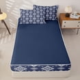 thumbnail image 4 of jejeloiu Aztec Geometric Zipper Twin Comforter Sets with Fitted Sheet and 2 Pillowcases For Men Women,Boho Diamond Zipper Bedding Set,Navy White,Navy Blue Reversible,4-Piece, 4 of 7