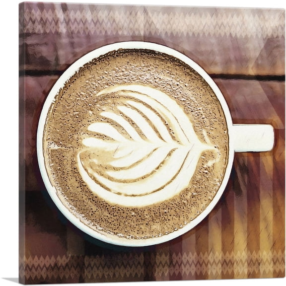 ARTCANVAS Espresso Coffee Pattern Modern Art Painting Home Decor Square Canvas Art Print - Size: 18" x 18" (0.75" Deep)