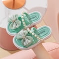 thumbnail image 2 of SERTG Kids Summer Fashion Bow and Pearl Vintage Sandals Wedge Heel Beach Shoes for Casual Wear and Outdoor Activities Stylish Footwear for Girls(Green#1,7.5-9 Years), 2 of 3