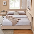 thumbnail image 5 of Harper & Bright Designs Queen Size Upholstered Daybed Frame with Backrest and Armrests, Velvet L Shaped Corner Sofa Bed for Bedroom Living Room, Pink, 5 of 10