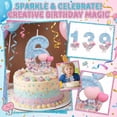 thumbnail image 2 of Birthday Number Candle, Blue Purple Striped Party Celebration Wax Insert, Festive Cake Topper Pick for Anniversary Event Table Display, 2 of 6