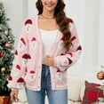 thumbnail image 4 of larppty Christmas Sweater Cardigan for Women Y2K Button Dwon Santa Graphic Cardigan Ugly Xmas Open Front Sweater (Pink, S), 4 of 8