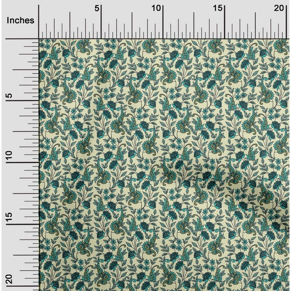oneOone Viscose Chiffon Fabric Leaves|Floral & Paisley Block Decor Fabric Printed BTY 42 Inch Wide