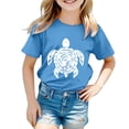 thumbnail image 1 of FhsagQ The 7th Of July Garçon et Fille Mode Décontractée Imprimé Col Rond Ample Manches Courtes T-Shirt Haut Petites Filles The 7th Of July T-Shirts 3T Tout-Petits Filles T-Shirts d'Été 3T-4T Été Bleu Ciel 4-5 Ans, 1 of 3