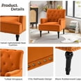 thumbnail image 2 of Upholstered Club Armchair Velvet Lounge Accent Chair Single Sofa Button Nailhead Wooden Legs Living Room Bedroom Orange, 2 of 6