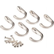 Mainstays, Single Satin Nickel Hooks, 6 Pack, Mounting Hardware Included, 10 lb Working Limit