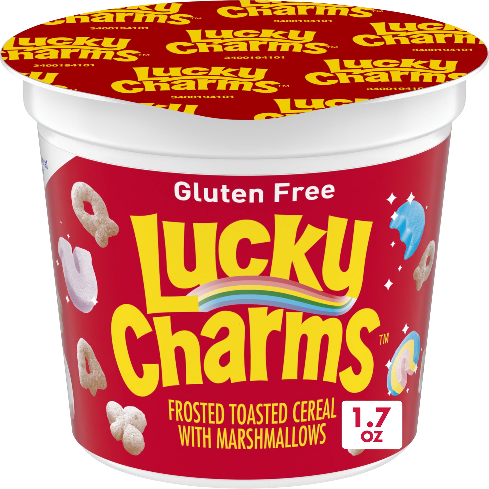 Lucky Charms with Marshmallows Breakfast Cereal Cup, Gluten Free, Single Serve, 1.7 oz