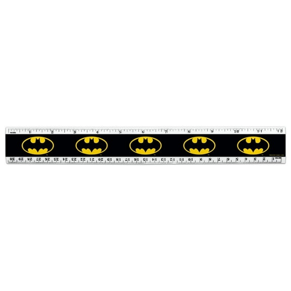Batman Classic Bat Shield Logo 12 Inch Standard and Metric Plastic Ruler