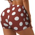 thumbnail image 1 of Fotbe Maroon And White Polka Dot Shorts Sin Costuras – Shorts Deportivos de Cintura Alta para Mujer, Elásticos para Gimnasio, Yoga, Running o Ciclismo-Large, 1 of 8