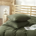 thumbnail image 4 of Army Green Washed Cotton Duvet Cover Set Cotton Like Textured Breathable Lightweight Bedding Set,Full Size, 4 of 5