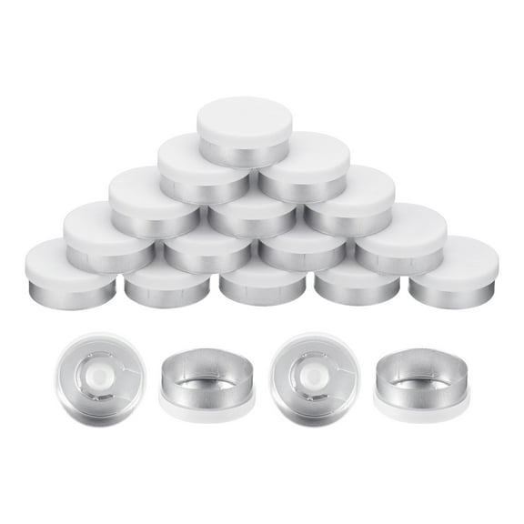 Uxcell 20mm Flip Off Caps 200PCS Seals Burr-Free Flip Off Top Caps for Glass Vial Freeze-Dried Bottles, White/Silver