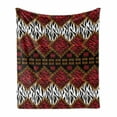thumbnail image 1 of Safari Soft Flannel Fleece Throw Blanket, Animal Skin Stripes in Diamond Pattern Native Artwork, Cozy Plush for Indoor and Outdoor Use, 70" x 90", Red and Brown, by Ambesonne, 1 of 5
