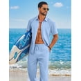 thumbnail image 2 of COOFANDY Mens White Outfit Summer Beach Outfits for Men Casual Short Sleeve Shirts and Pants Sets, 2 of 6