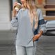 thumbnail image 5 of Ailaofu Women's Casual Sweatshirt Crew Neck Color Block Loose Pullover Tops Side Slit, 5 of 5