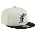 thumbnail image 3 of Men's New Era Cream Florida Marlins Cooperstown Collection Chrome 59FIFTY Fitted Hat, 3 of 6